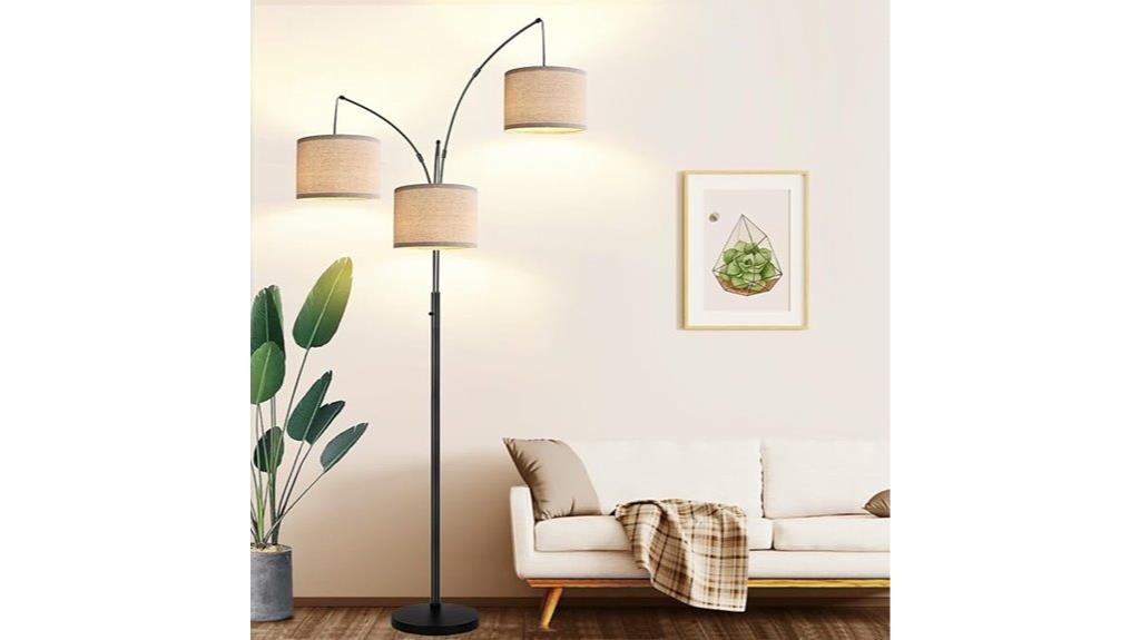 adjustable three light floor lamp