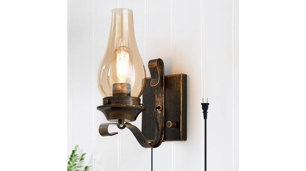 amber glass wall sconce