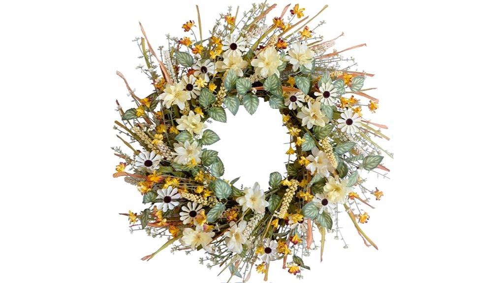 autumn daisy wheat wreath