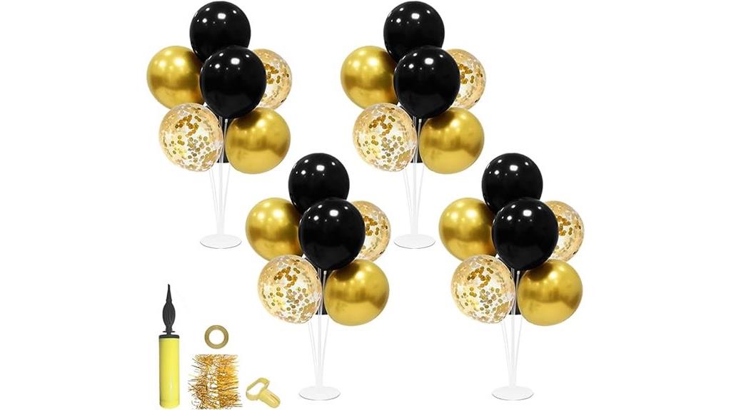 black gold balloon centerpieces