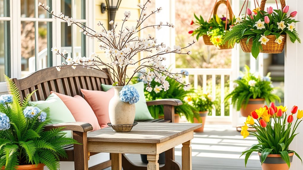 bright blooms and lush greenery