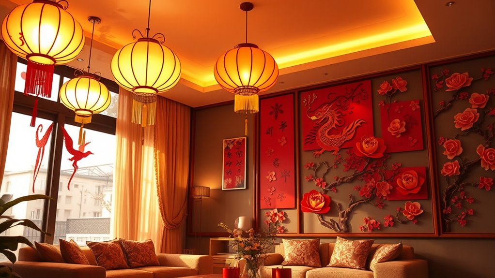 colorful festive wall decorations