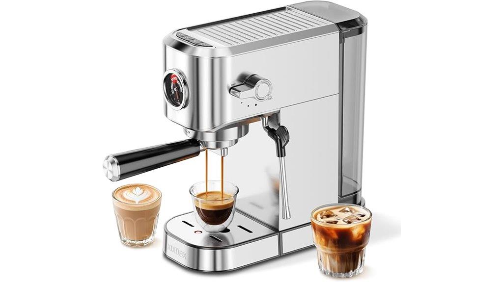 compact espresso machine with milk frother