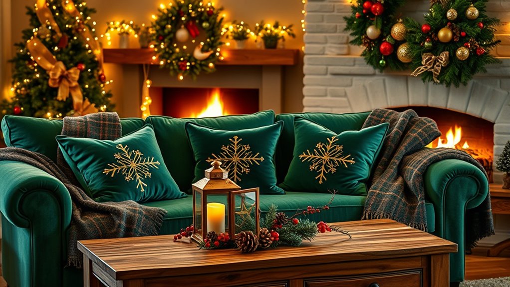 cozy festive decor layering