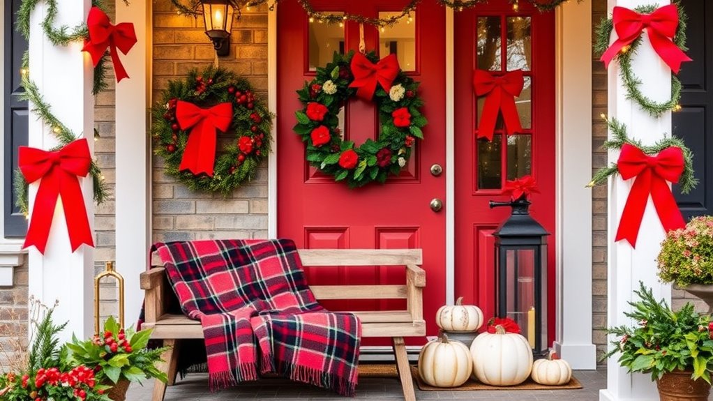 festive colorful porch decorations