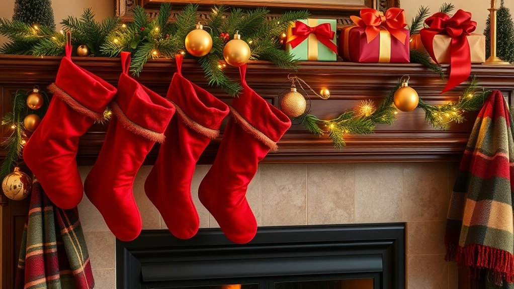 festive stockings and gifts