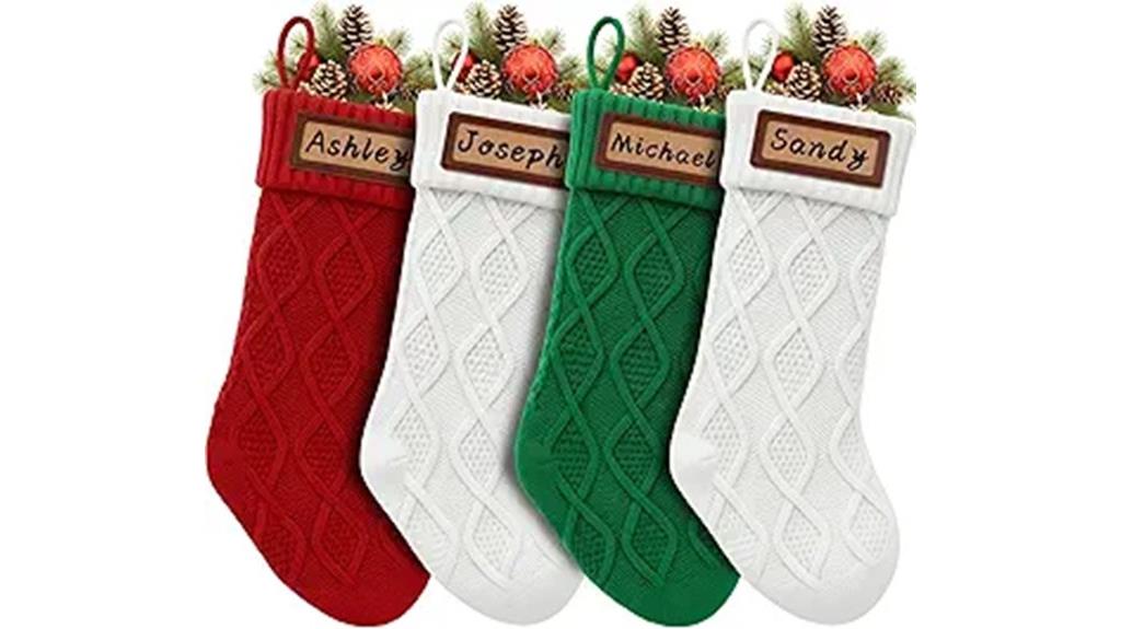 knitted christmas stocking set