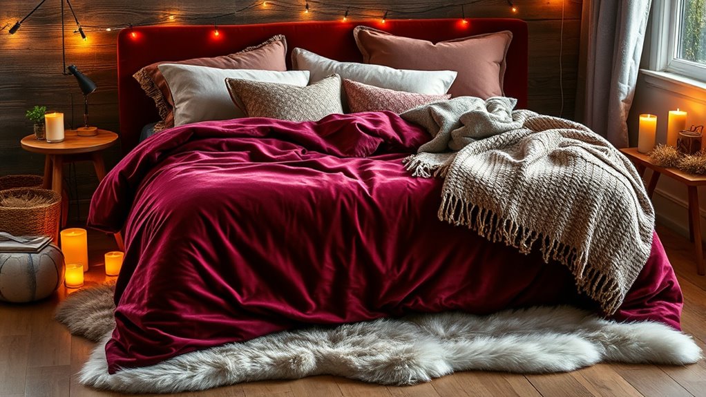 layered cozy winter bedding