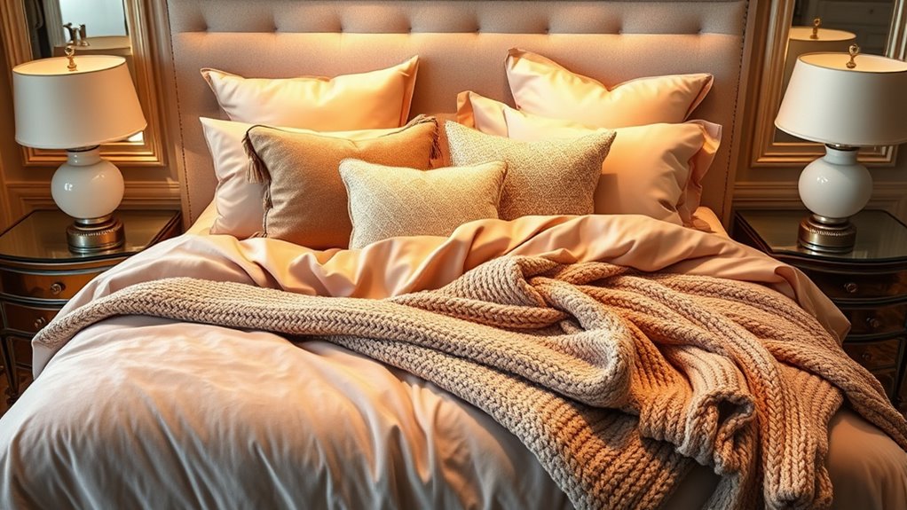 luxurious cozy bedding layering