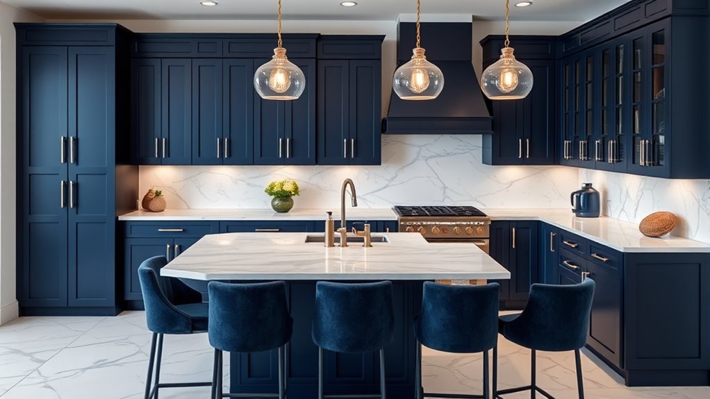 navy blue kitchen elegance
