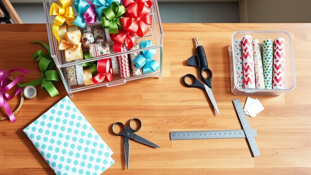 organized gift wrapping supplies