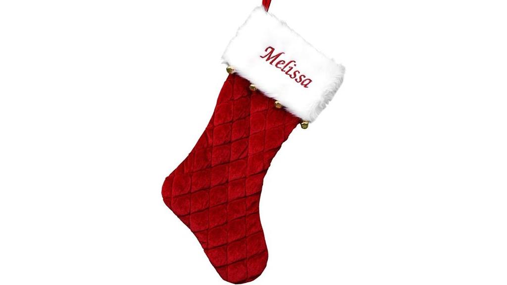 personalized red velvet stocking
