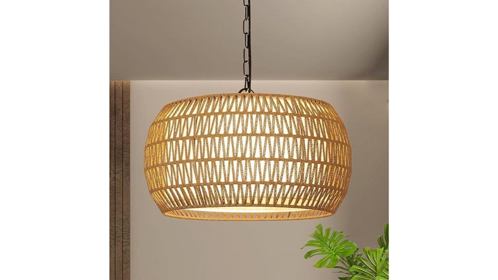 rattan 5 light boho pendant