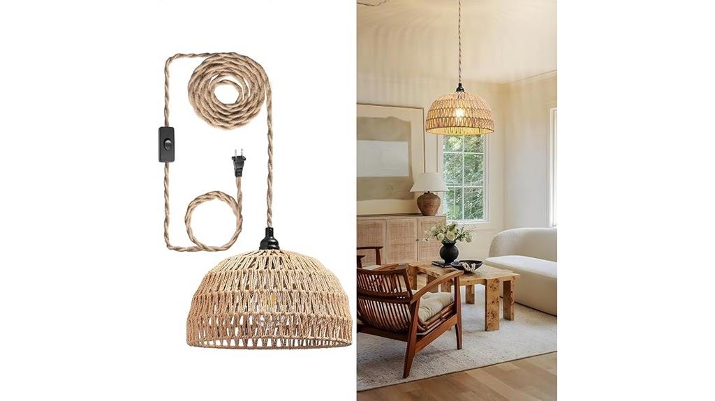 rattan boho pendant lamp