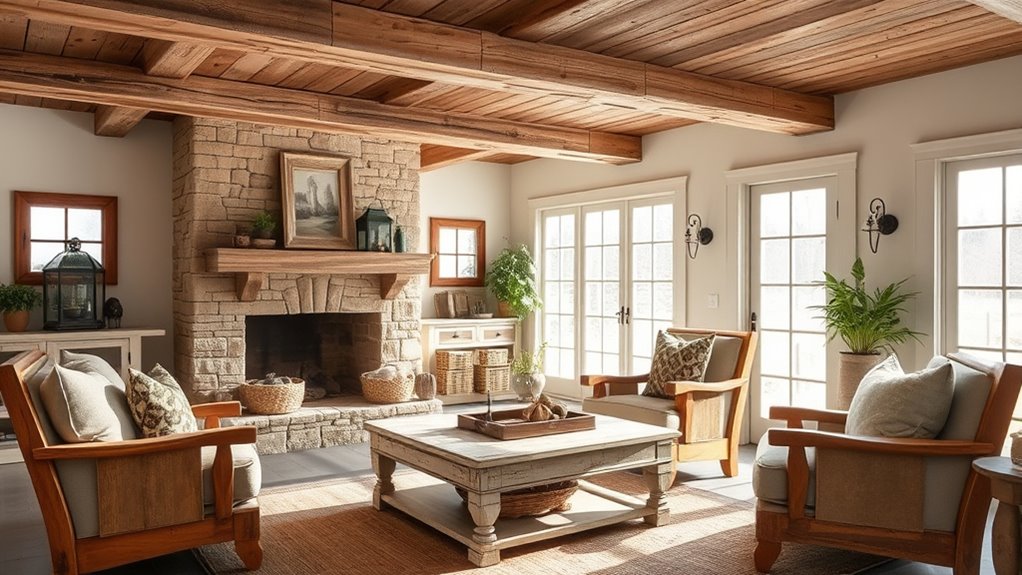 rustic wood accents enhance warmth