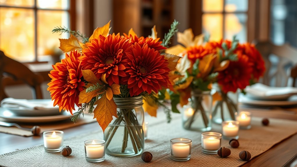 seasonal foliage enhances thanksgiving decor