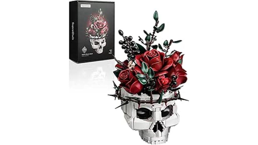 skull roses flower set