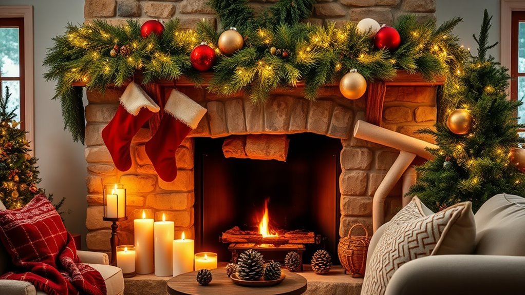 stylish festive balanced mantel