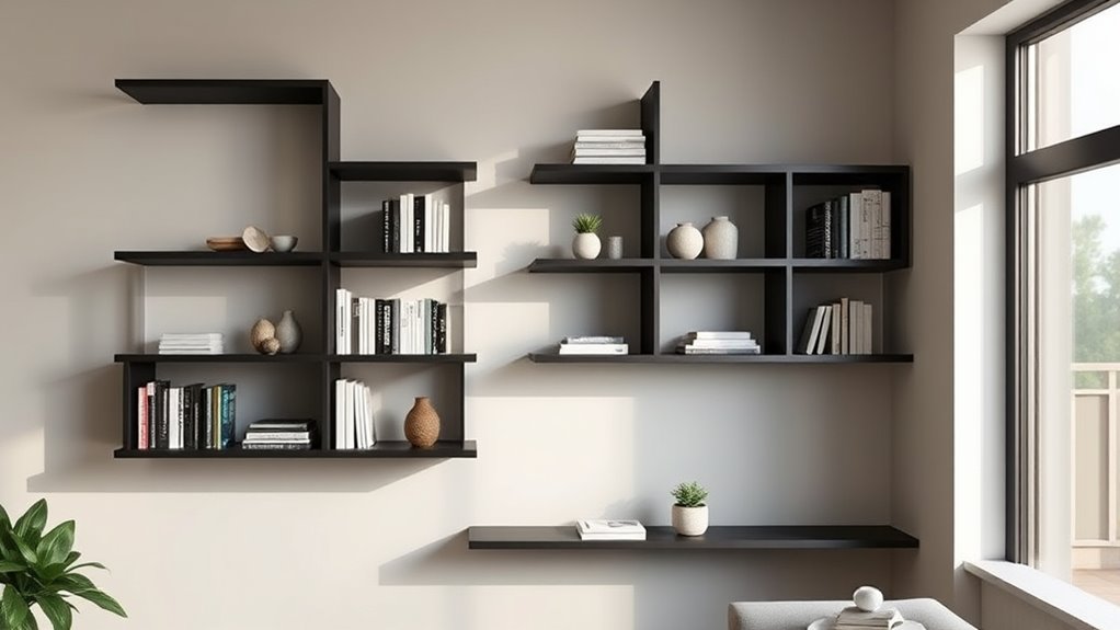 vertical space saving wall shelves