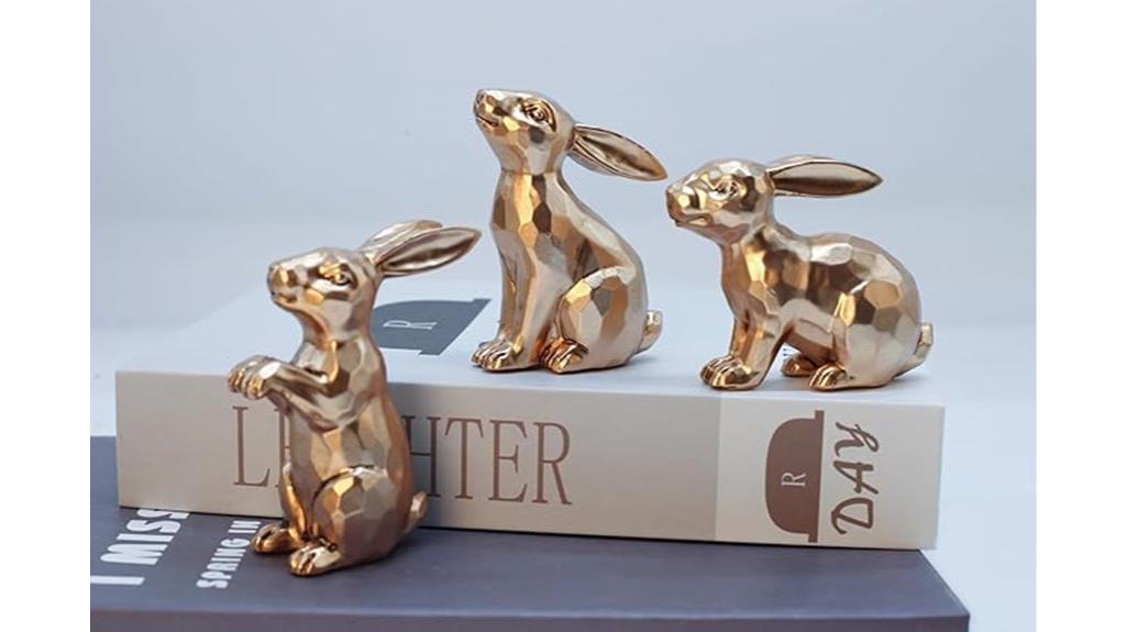 vintage gold bunny statues