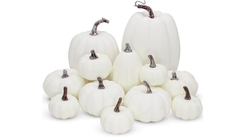 white fall pumpkin decor