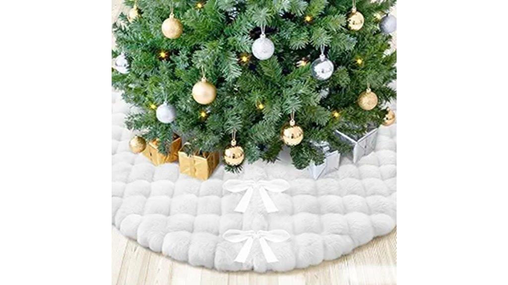 white plush tree skirt