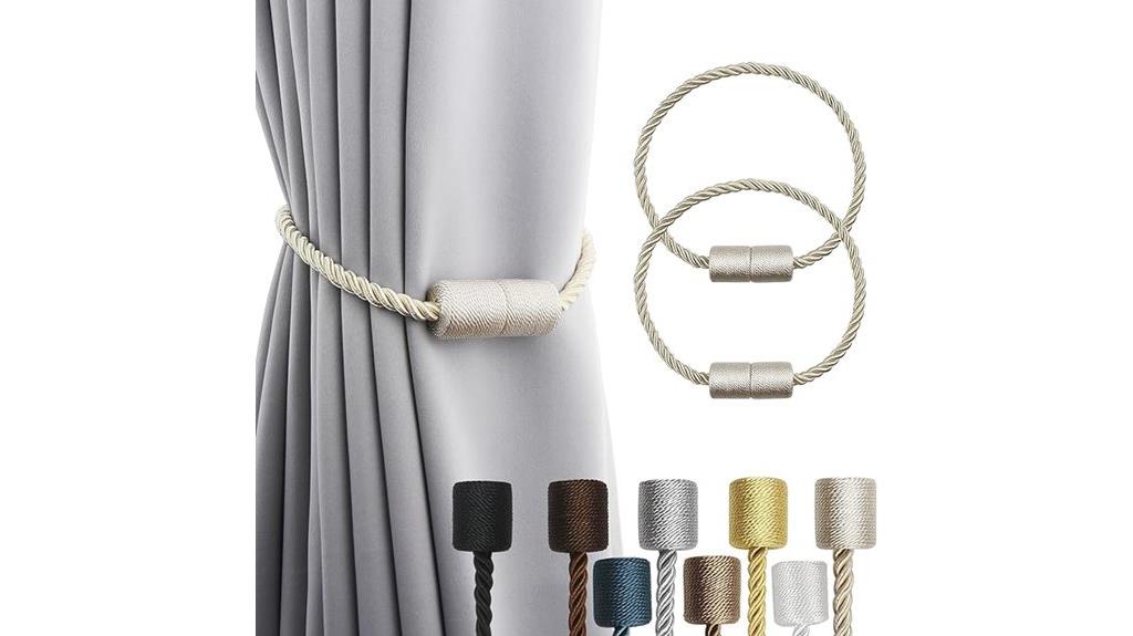 beige magnetic curtain holders