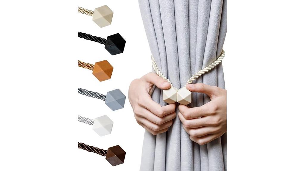 beige magnetic curtain tiebacks