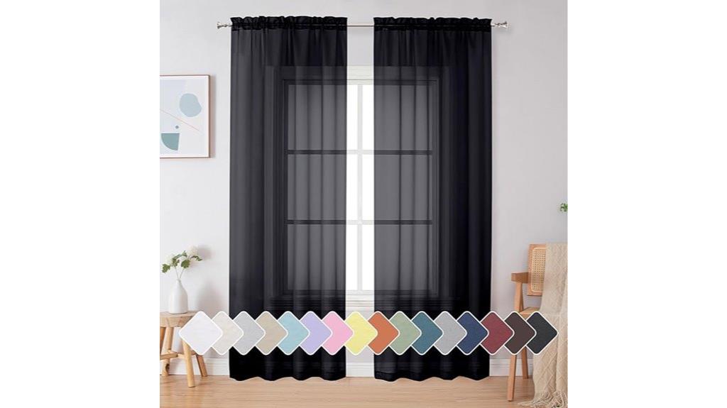 black sheer curtain panels