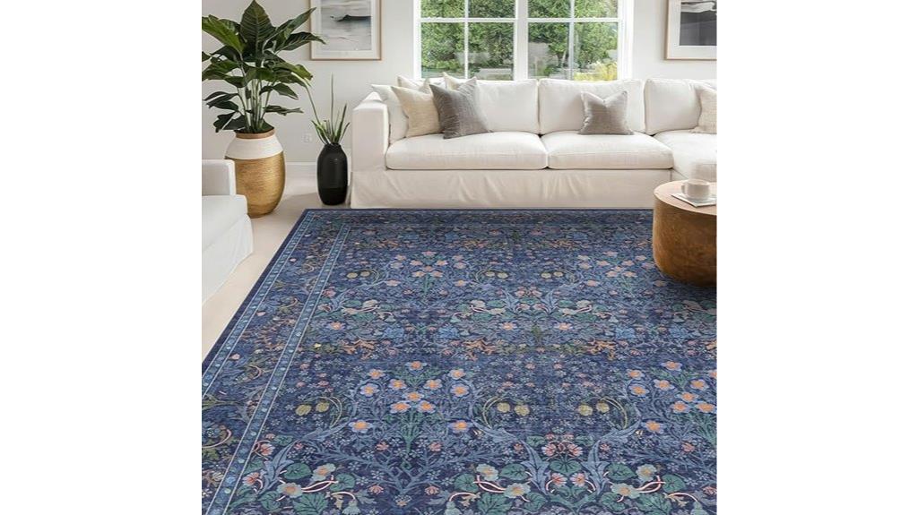 dark blue floral rug