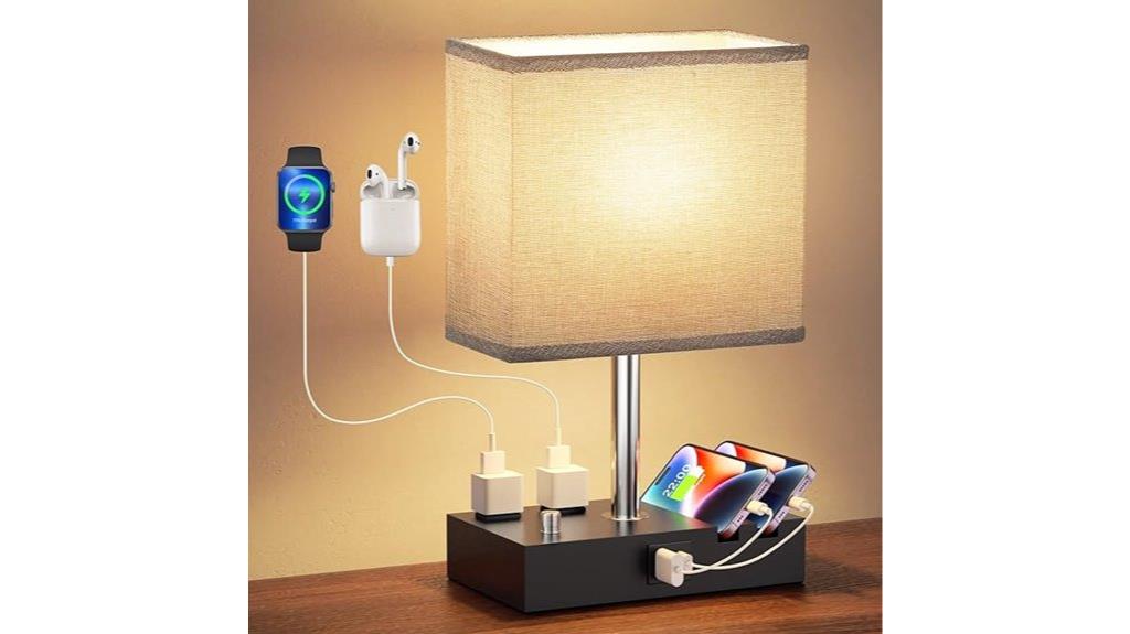 dimmable usb c nightstand lamp