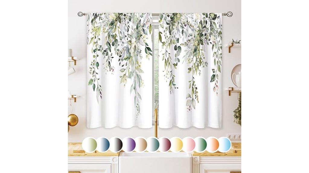 eucalyptus floral kitchen curtains