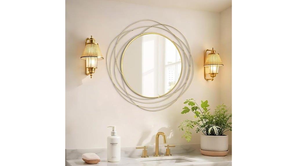 gold round wall mirror