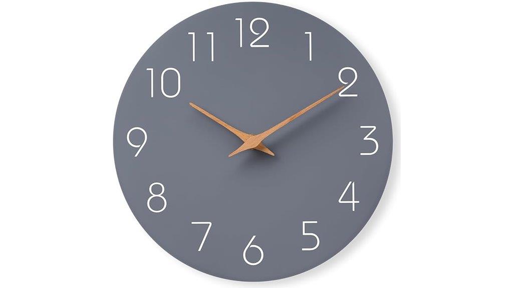 gray 12 inch silent wall clock