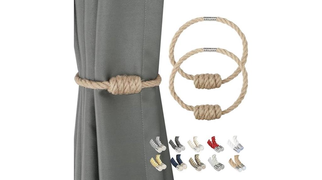 magnetic jute curtain tiebacks