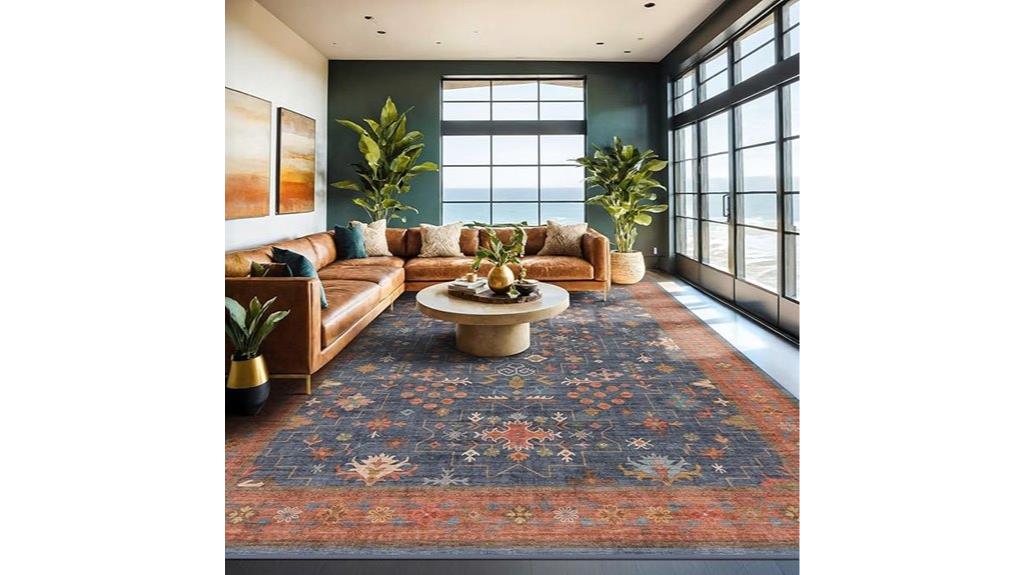 navy washable 8x10 rug