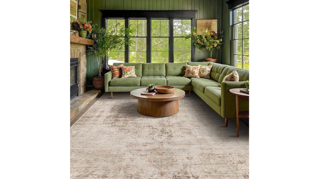 neutral beige and brown rug