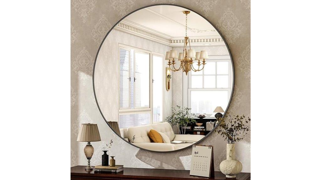 round aluminum wall mirror