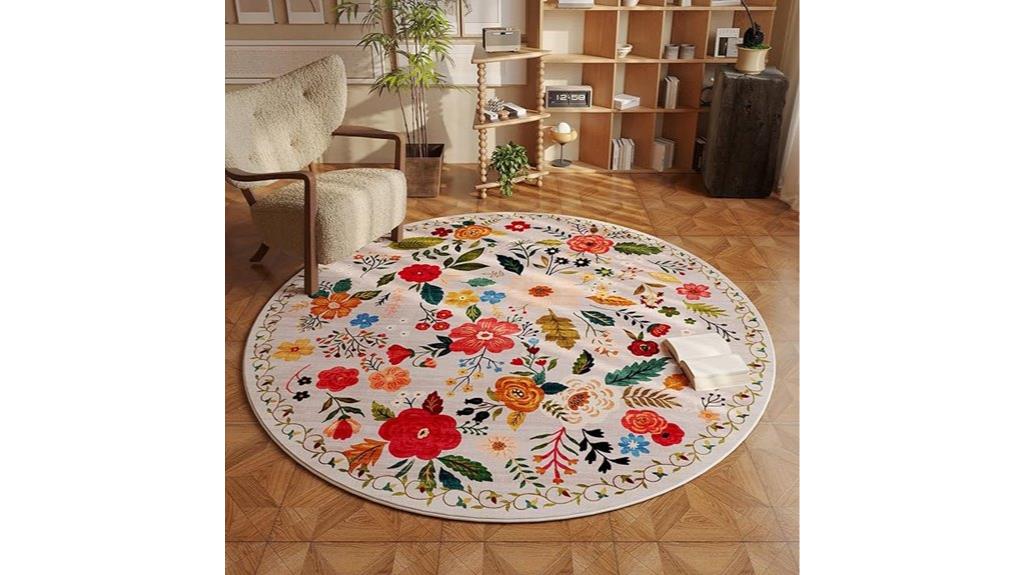 round beige washable rug