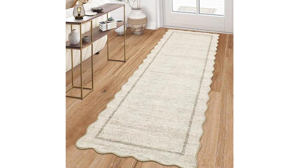 scalloped washable kitchen rug