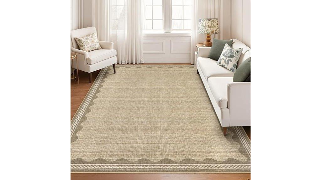 scalloped washable rug