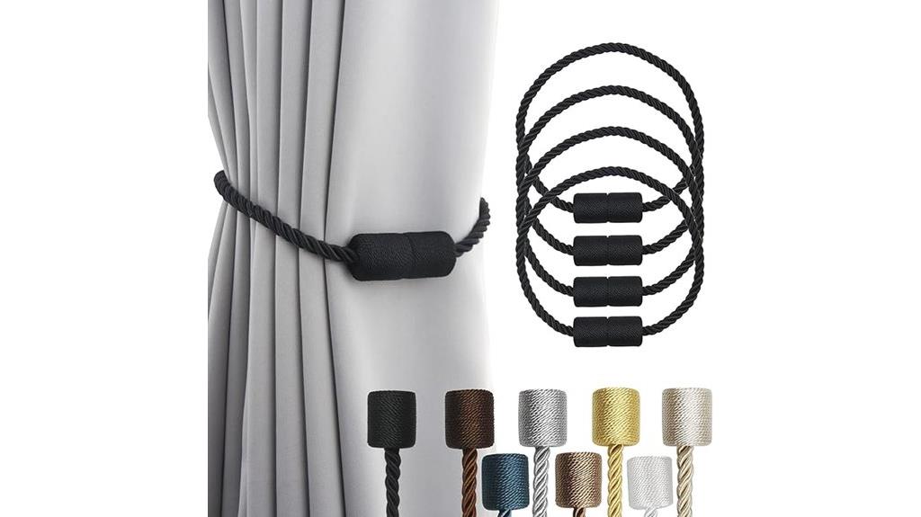 set of four black magnetic tiebacks