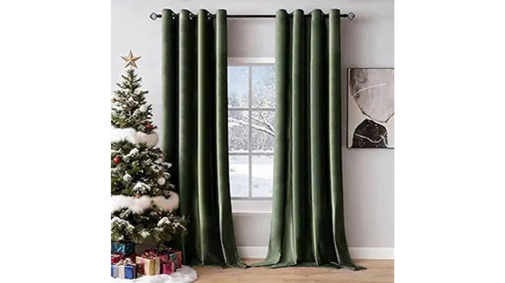 velvet olive green curtains
