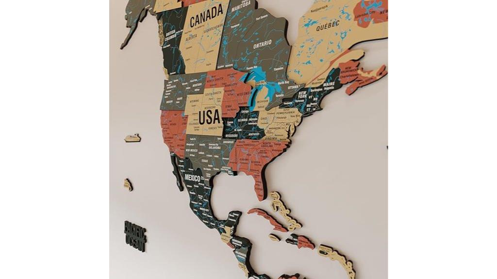 vibrant 3d wooden map