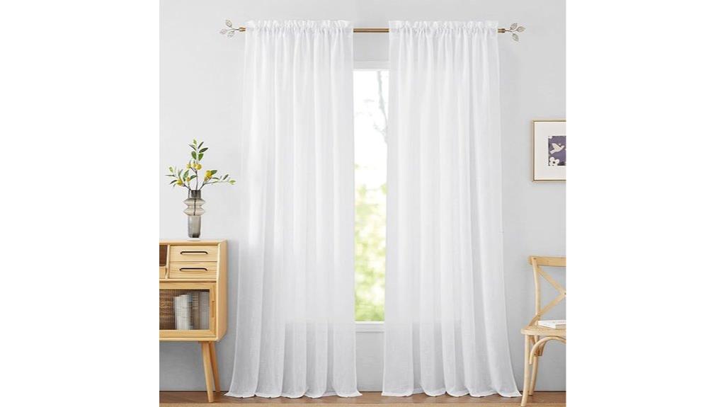 white semi sheer curtains