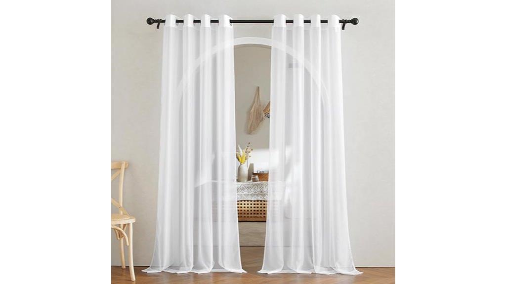 white sheer curtain panels