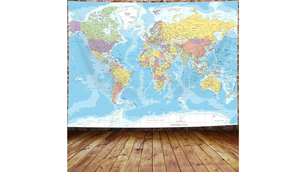 world map tapestry wall hanging