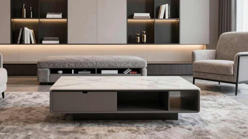 conceal clutter with stylish furniture