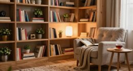 cozy bookshelf reading nook