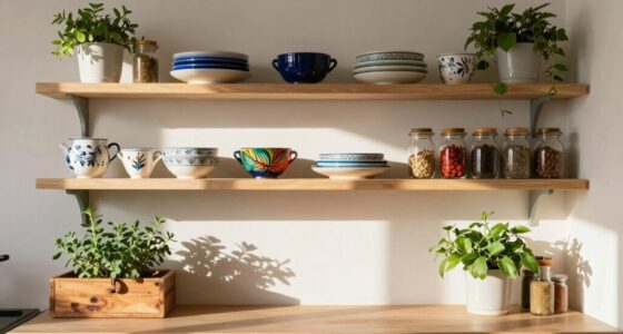 elegant organized open shelving